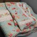 Antique Rose 100% Cotton Heirloom-Quality Quilt Set, 3-Piece Full/Queen, Blue