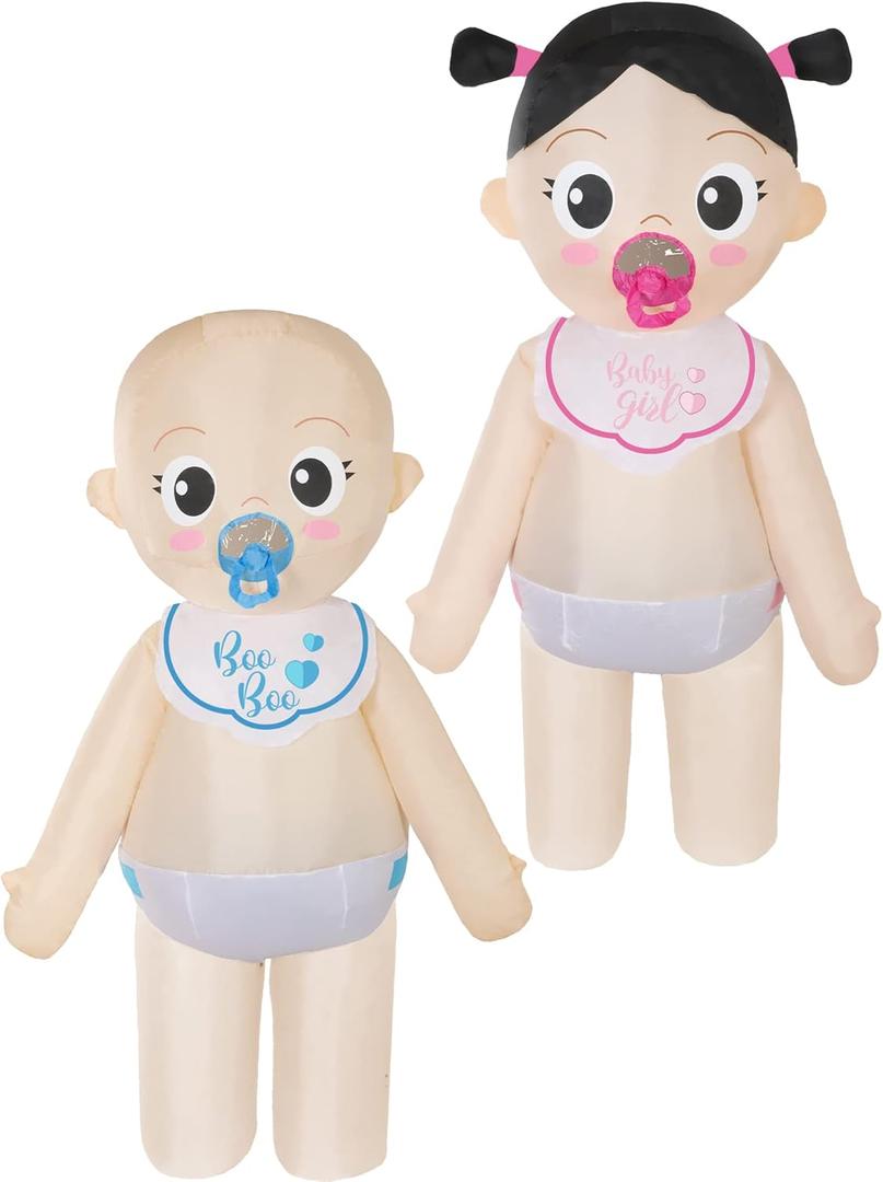 Sintege 2 Pcs Inflatable Baby Costume for Adult 96'' Funny Blow up Boy Girl Costume for Cosplay Gender Reveal Baby Shower Party