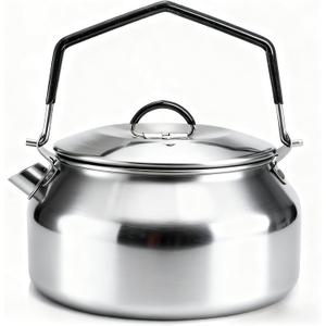 1L Camping Kettle, Portable Outdoor Campfire Kettle, 304 Stainless Steel Camp Tea Coffee Pot, Lightweight Fast Heating Open Fire Water Boiler for Hiking Backpacking Bushcraft Picnic Travel