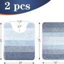 OLANLY Bathroom Rug Set 2 Piece, Soft Absorbent Microfiber Bath Mats and U-Shaped Contour Toilet Rug, Non-Slip, Machine Wash Dry, Plush Shaggy Bath Mats for Bathroom (24"x16"+24"x20", Blue)