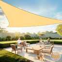 Artpuch Sun Shade Sail, 8'x8'x8' Beige Triangle, Curved Edged Commercial Grade 185GSM Permeable Outdoor Shade Cloth for Deck, Backyard, Patio (Custom Sizes Made)
