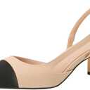 MIRAAZZURRA Women Sling Back Pumps Chunky Heels Sexy Splicing Round Toe Casual Wedding Shoes for Women Fashion Dress Shoes