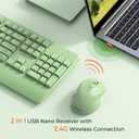 MEETION Wireless Keyboard and Mouse, Full-Sized Cordless Keyboard with Wrist Rest and 3 DPI Adjustable Mouse, 2.4G Wireless, Compatible with PC/Computer/Laptop/Windows/Mac, Green