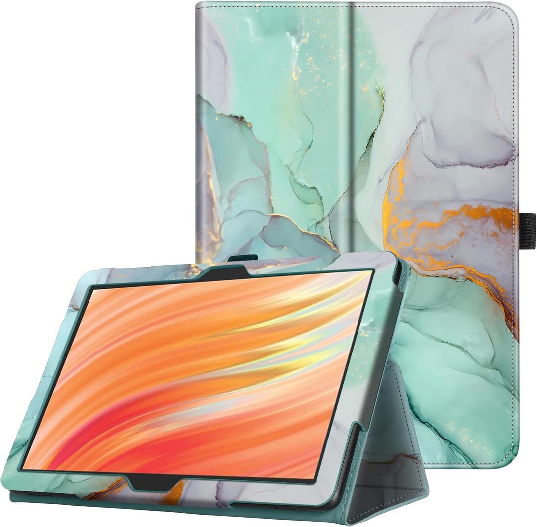 Famavala Folio Case Compatible for 10.1" Tablet (11th/13th Generation, 2021/2023 Released), Slim Cover with Auto Wake/Sleep, Lenovo M10 2023 Tab (Marble Green)