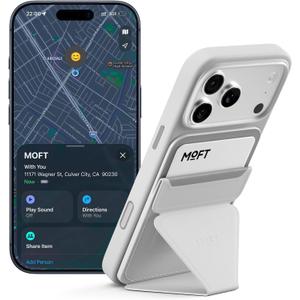 MOFT MagSafe Wallet Stand with Apple Find My, Ultra-Slim Trackable Strong Magnetic Phone Card Holder, 3-in-1 Multi-Angle Adjustable Phone Stand for iPhone 17/16/15/14/13/12 Series, Misty Cove