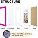 decorUhome 12x16 Picture Frame, Display 8.5x11 Certificate with Mat or 12x16 Poster without Mat, Wall Mounting Photo Frame, Magenta, 1 Pack