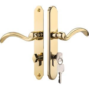 Storm Door Handle Accessory Set fit Pella Storm Door Handle Replacement Part, with Key and Lock Cylinder, Mortise Lock Not Included (Polished Gold)