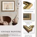 VIYYIEA Gold Framed Wall Art Canvas Print Home Decor for Living Room White Sailboat Seascape Watercolor Vintage Beach Painting on Canvas - Coastal Wall Art Prints for Bedroom Office Bathroom 16x20in