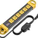 HHSOET GFCI Outdoor Power Strip Weatherproof, Waterproof Surge Protector 2700J with 6 Plug Extender Port, Exterior Long Extension Cord with Multiple Outlets, for Garden, Christmas Decor, 15FT, Yellow