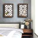 Wocred Set of 2 Rectangular Wall Mirror,Gorgeous Rustic Farmhouse Accent Mirror,Caramel Color Entry Mirror for Bathroom Renovation,Bedrooms,Living Rooms and More(11x15)