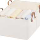 StorageWorks Fabric Storage Bins, Large Storage Baskets for Shelves, Closet Organizers and Storage Bins with Metal Frame, Handles, Natural Color, 2-Pack