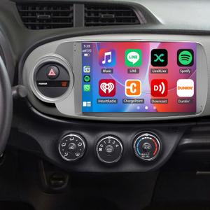 9inch Car Radio Stereo with Carplay Android Auto for Toyota for Yaris 2012-2017, Android13 Double Din Touch Screen Car Radio Receiver w/WiFi GPS Bluetooth SWC AHD Backup Camera Mic