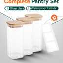 Glass Food Storage Jars with Airtight Lids Wide Mouth Pantry Containers, Thick BPA-Free Glass, Moisture & Insect Resistant, Customizable Labels Included 50 oz x 3
