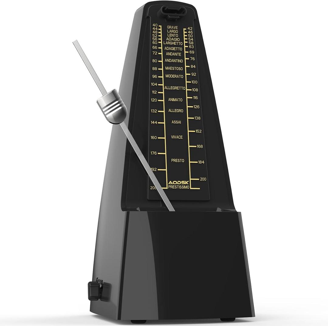 AODSK Mechanical Metronome Black Universal Metronome for Piano Guitar Violin Drums and Other Instruments Standard Loud Sound-Black
