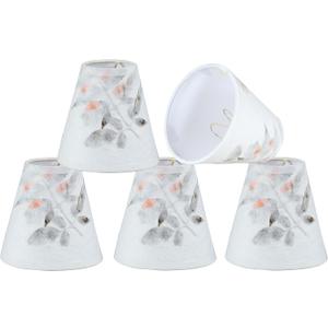 Aspen Creative 51034-5, Empire Clip-On Chandelier Lamp Shade, Off White in Petal Paper, 2 1/2" Top x 5" Bottom x 5" Slant Height, Set of 5