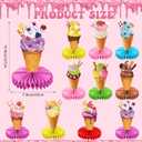 Faccito 10 Pcs Ice Cream Party Decorations 3D Ice Cream Drip Baseball Honeycomb Table Centerpieces Sport Themed Toppers for Summer Sport Birthday Party Supplies(Sundae)