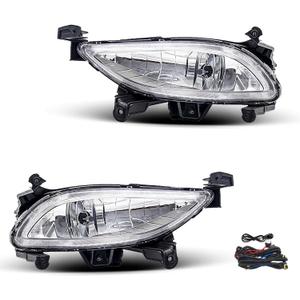 Fog Lights Assembly for 2011 2012 2013 Hyundai Sonata Replacement with Switch and Wiring 881 12V 27W Halogen Bulbs Clear Lens