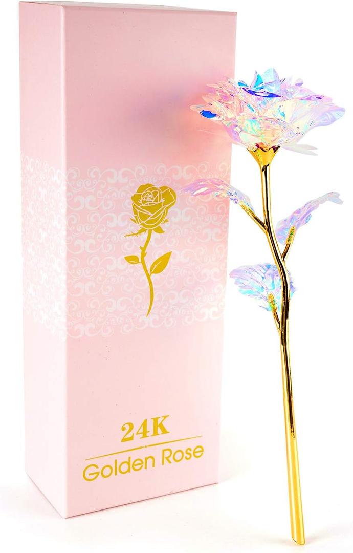 Gifts for Women Mom Birthday Gifts Galaxy Rose Glass Flowers Forever Eternal Roses Artificial Flowers Mothers D Gifts for Grandma Wife Daughter Sister Kids (Colorful)