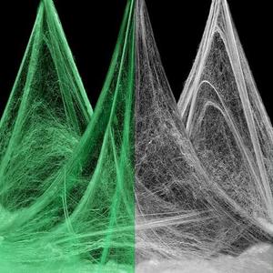 Aneco Halloween Spider Web Glow in the Dark Spider Webs 1600sqft Fake Spider Web Decorations White Stretch Webs for Creepy Halloween Party Supplies Home Wall Indoor Outdoor Decor