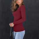 AUTOMET Womens Long Sleeve Shirts Square Neck Tops Ribbed Knit Basic Teen Girls Crop Tops Fall Outfits Fashion Clothes 2025 (L)