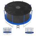 Heavy Duty Trampoline Shade Cover, Universal for 6/8 Poles, 14ft Tear Resistant Trampoline Cover Tarp with Center Net Drainage, Sun Shade Block Leaves for Outdoor Backyard Playground