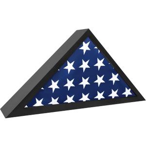 Flag Case for American Veteran Burial Flag Solid Wood Military Flag Display Case Funeral Flag Flag Shadow Boxes to Fit a Folded 5'x9.5' American Flag with Polished Plexiglass (Black)
