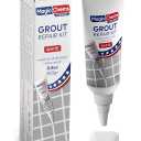 Tile Grout Repair, White 8.8 oz/250gr. Fast Drying Grout Repair Kit, Grout Filler Tube Repair Kit, Tile Grout Paint, Grout Sealer Restore and Renew Bathroom Floor, Tile Gaps, Joints, Lines