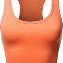 Women's Cotton Casual Scoop Neck Sleeveless Cropped Racerback Tank Tops (Large, Yawtkv0002 Deep Coral)