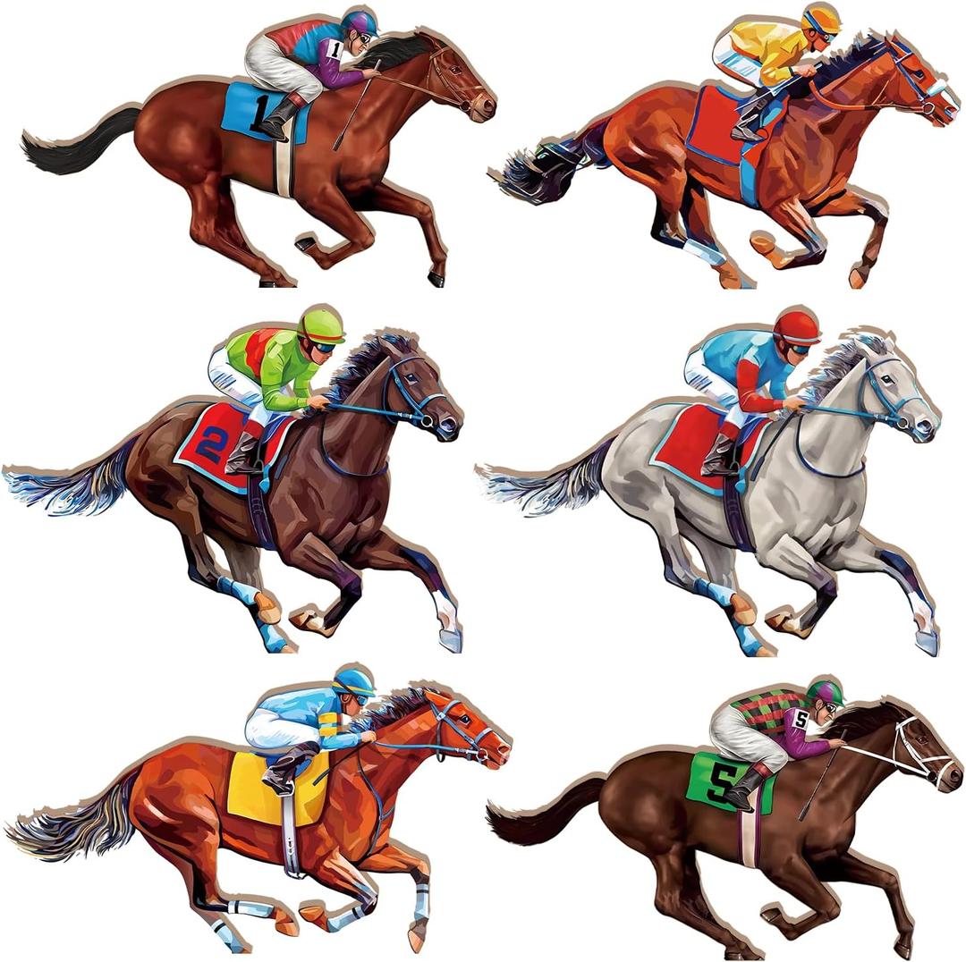 6pcs Derby Decorations Horse Racing Decorations Table Centerpieces Wooden,Double Sided Derby Table Decorations Horse Racing Party Supplies,Derby Party Decorations