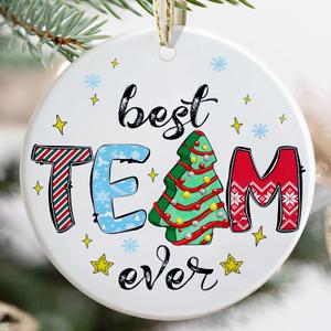 2 x Best Team Ever Christmas Ornaments - Employee Ornaments for Coworkers - Company Gift - Gifts for Employees