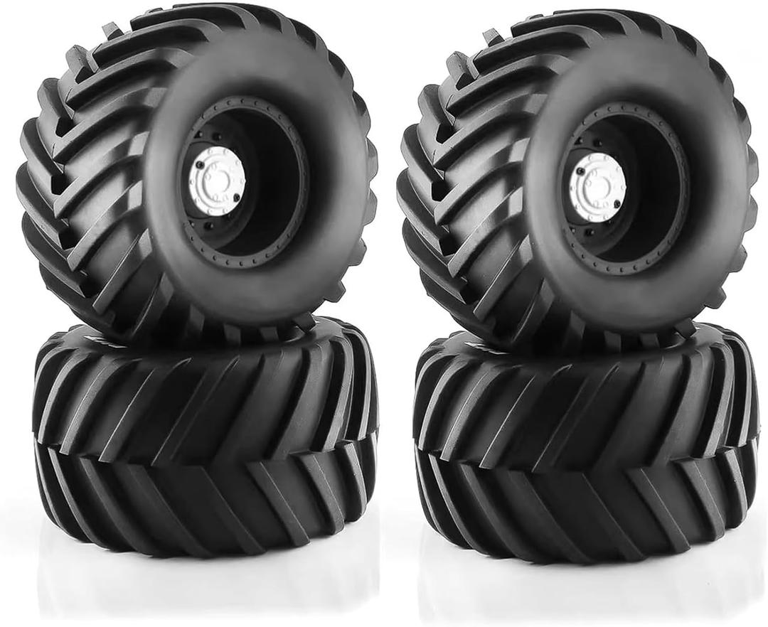 1/8 Scale RC Monster Truck Rubber Tires for Traxxas SUMMIT E-Revo 86086-4 Arrma Kraton 6S kyosho USA-1 Losi LMT173mm OD Sand and snow tires/17mm Hex (Black)
