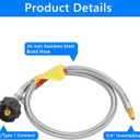 GGC 3 FT Stainless Braided RV Propane Pigtail Hose (2PCS) QCC1 Connector with 1/4'' Inverted Male Flare