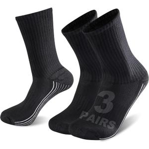 Sunew 3 Pairs Viscose Bamboo Socks, Unisex Cushioned Comfortable Crew Workout Hiking Socks