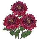 Hollyone 3Pcs Fake Mums Flowers Red Artificial Chrysanthemum Flowers Silk 30" Long Stem Floral Arrangements Bouquets Faux Spider Mum Flower Pincushion Flower Bush Spring Home Decor