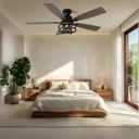 52" Flush Mount Farmhouse Ceiling Fan with Light & Remote Control