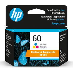 HP 60 Tri-color Ink Cartridge For Printers | Works with DeskJet D1660, D2500, D2600, D5560, F2400, F4200, F4400, F4580; ENVY 100; OfficeJet J4500, J4680, 4500; PhotoSmart C4600, C4700, D110a | CC643WN