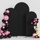 Putros Wedding Arch Cover 4FT, 5FT, 6FT Black Spandex Fitted Round Top Chiara Backdrop Stand Covers 3 Set for Wedding Birthday Party Decoration