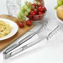 Pleafind Spaghetti Spoon and Spaghetti Tong 2-Piece Set, 13-Inch Non-Stick Spaghetti Fork and 11.4-Inch Kitchen Tong, Easy Storage and Cleanup, Ergonomic Design, stainless steel