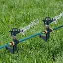 Biswing 2 Pack Impact Sprinkler Head on Metal Step Spike, Heavy Duty Zinc Alloy Lawn Sprinkler, Adjustable Coverage Nozzle on Sturdy Spike Base, 360 Degree Large Area Irrigation, Green