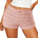 FOMELY Ruffle Shorts Lace Bloomer Shorts with Bow Summer Mini Sexy Bloomers for Women (S)