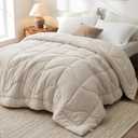 Bedsure Queen Comforter - Comforters Queen Size for All Season, Ultra-Soft Down Alternative & Prewashed Duvet Insert with 4 Tabs - Machine Washable, Linen, 88x88 Inches