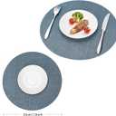 Round Wipeable Placemats Set of 6  Faux Leather Round Table Mats, Waterproof & Washable Vinyl Placemats, Circle Design for Dining Table Decor Charcoal Blue