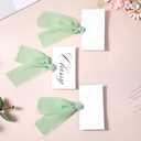 LXUEJIE 50 Pcs Place Cards for Table Setting, 3.94"X3.54" Name Cards for Table Setting Wedding Name Place Cards with Ribbon for Wedding Dinner Banquet Party Table Setting Supplies(Green)