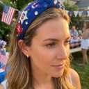 4th of July USA Beaded Headbands for Women Girls Red White Blue American Flag Headband Knotted Crystal Pearl Patriotic Hairband American Fourth of July Accessories Gifts