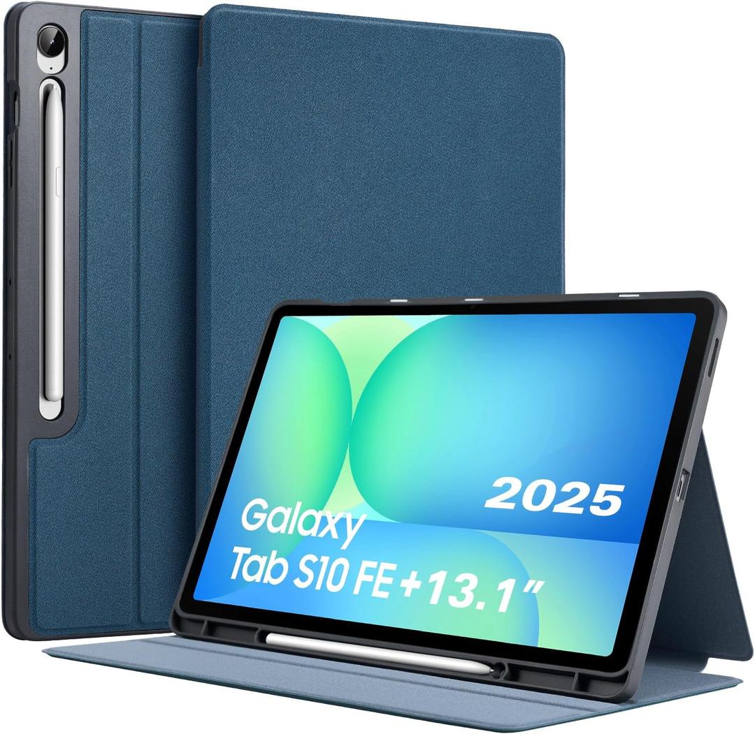 CoBak Case for Samsung Galaxy Tab S10 FE Plus 2025 13.1 inch, Smart Auto Wake/Sleep Cover with Anti-Slip Multi-Angle Stand and S Pen Holder for Galaxy Tab S10 FE+ (SM-X620/SM-X626B), Blue