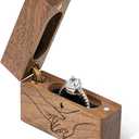 Wooden Engagement Ring Box Small Slim Flat Ring Case for Proposal,Wedding (Hand in hand)
