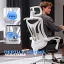 Ergonomic Office Chair with Footrest - Adjustable Lumbar Support & Headrest, 90-160 Reclining Mesh Back Computer Chair - Home Office/Gaming, 350lbs Capacity
