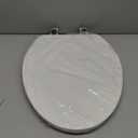 KOHLER Stonewood Quiet-Close Elongated Toilet Seat, Slow Close Design, Durable Wood, Easy Installation, Universal Fit, White Finish, K-20466-0