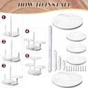 Lallisa 4 Tier Round Cupcake Tower Stand Set of 8 Wood Cake Stand with Tiered Tray Decoration Wooden Display Risers Rustic Buffet Serving Stands for Farmhouse Decorations Wedding Tea Party (White)