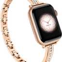 Missair Bands Compatible with Apple Watch Band  for Women, Slim Metal Dressy Jewelry Bracelet with Bling Diamond for iWatch Series 10 9 8 7 6 5 4 3 SE Ultra, Size: 44/45/46/49/42mm(Series 3)